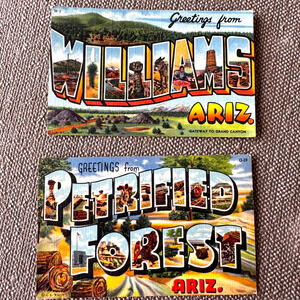 Vintage Arizona Postcards -2 Greetings from Petrified Forest & From Williams, AZ